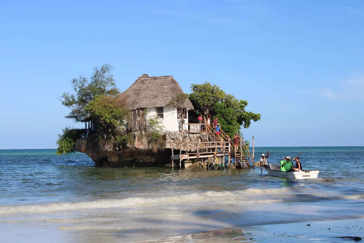 The Rock restaurant on a rock in the sea