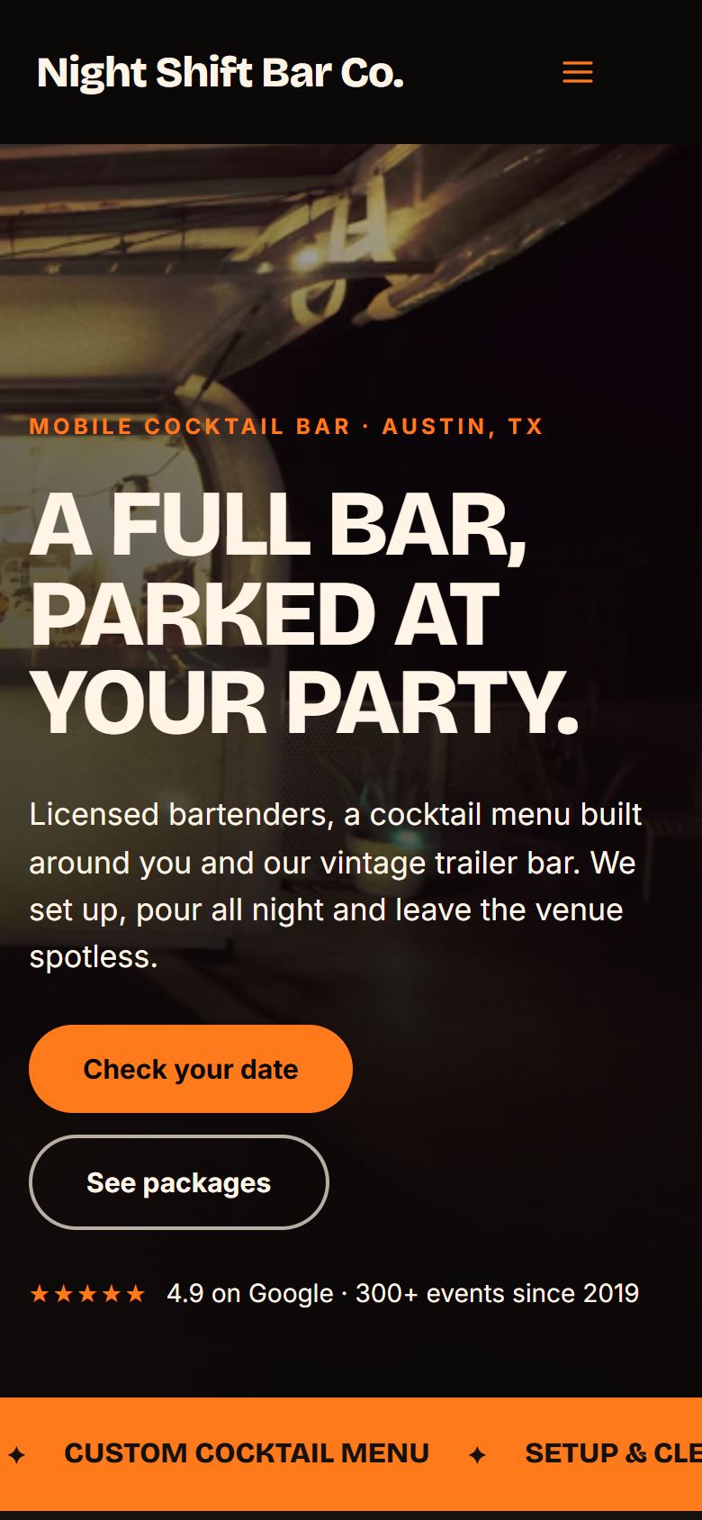 Landing page on a phone