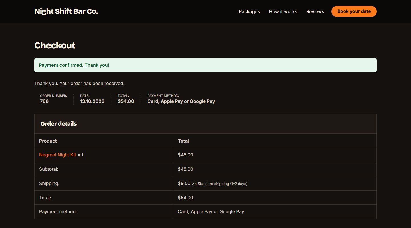Order received page with payment confirmed